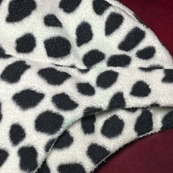 Lands' End White w/Black Spots Dalmatian Fleece Winter Hat w/Ties Pink Bow Med - Picture 16 of 16